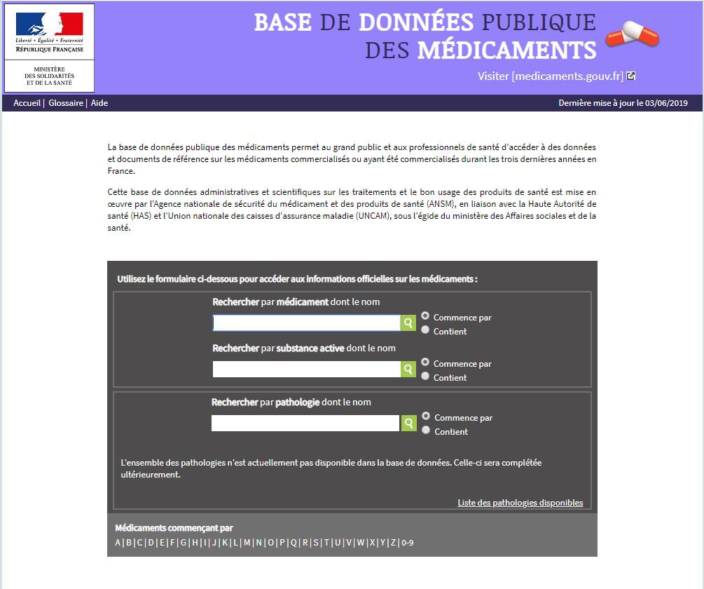 copie d'cran page d'accueil